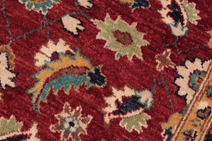 handmade Transitional Kafkaz Red Blue Hand Knotted RECTANGLE 100% WOOL area rug 6' x 9'