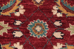 handmade Transitional Kafkaz Red Blue Hand Knotted RECTANGLE 100% WOOL area rug 6' x 9'