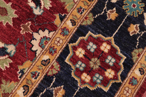 handmade Transitional Kafkaz Red Blue Hand Knotted RECTANGLE 100% WOOL area rug 6' x 9'