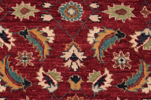 handmade Transitional Kafkaz Red Blue Hand Knotted RECTANGLE 100% WOOL area rug 6' x 9'