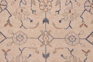 handmade Transitional Kafkaz Tan Blue Hand Knotted RECTANGLE 100% WOOL area rug 6' x 9'