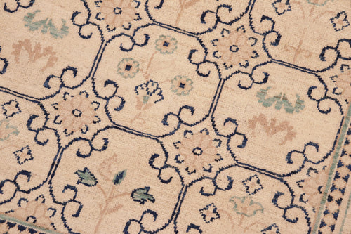 handmade Transitional Kafkaz Beige Green Hand Knotted RECTANGLE 100% WOOL area rug 6' x 9'