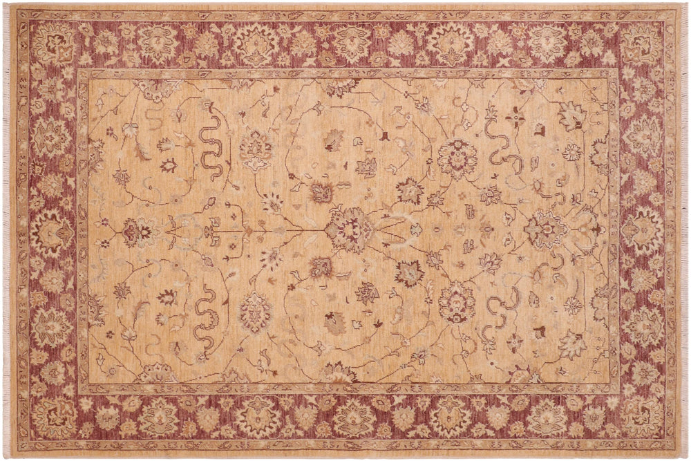 handmade Traditional Kafkaz Gold Red Hand Knotted RECTANGLE 100% WOOL area rug 6x9