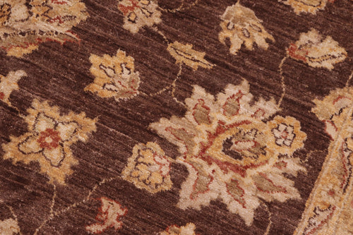 handmade Transitional Kafkaz Brown Tan Hand Knotted RECTANGLE 100% WOOL area rug 6' x 9'