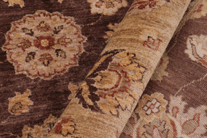 handmade Transitional Kafkaz Brown Tan Hand Knotted RECTANGLE 100% WOOL area rug 6' x 9'