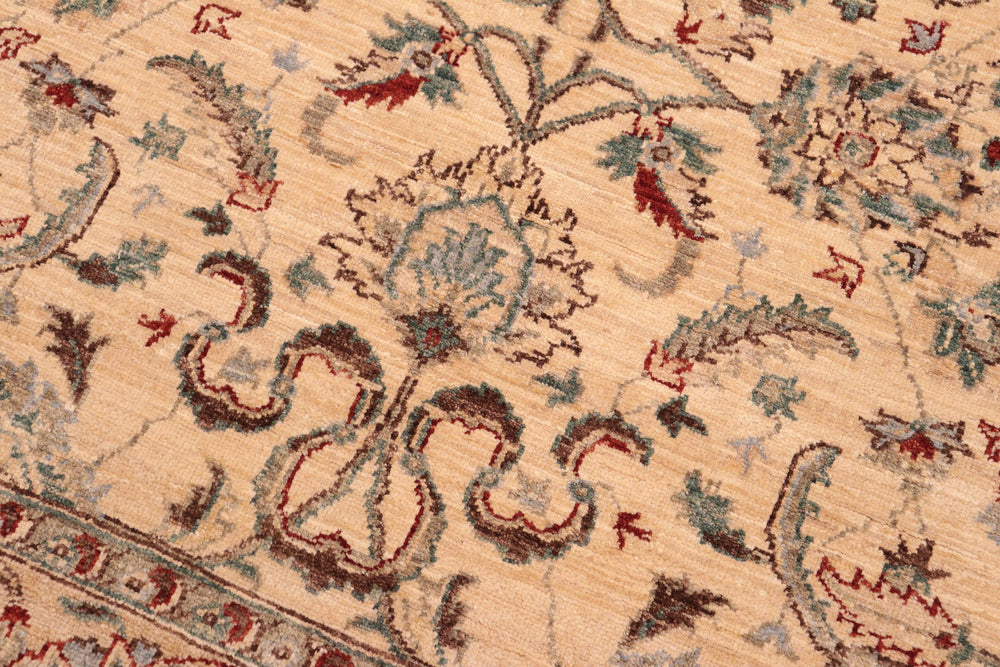 handmade Traditional Kafkaz Tan Blue Hand Knotted RECTANGLE 100% WOOL area rug 6x9