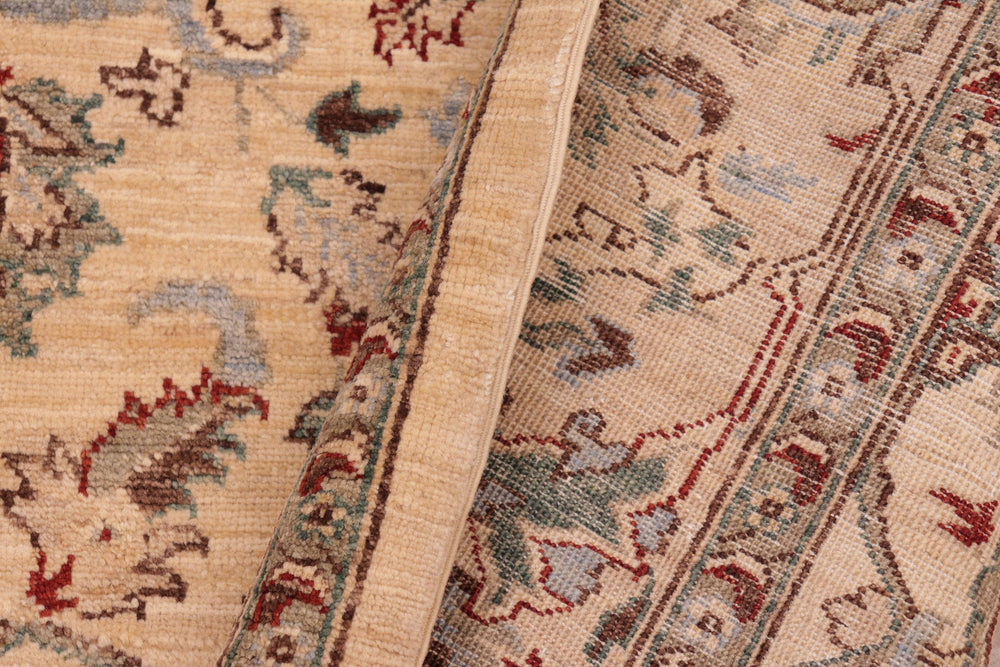 handmade Traditional Kafkaz Tan Blue Hand Knotted RECTANGLE 100% WOOL area rug 6x9