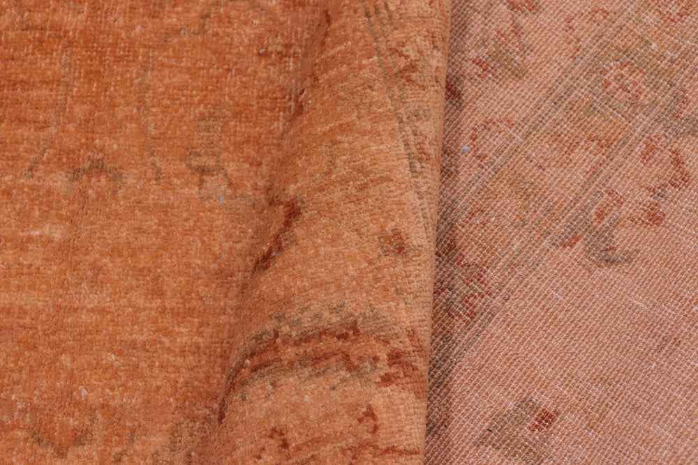 handmade Over Dyed Over Dyed Orange Orange Hand Knotted RECTANGLE 100% WOOL area rug 6' x 9'