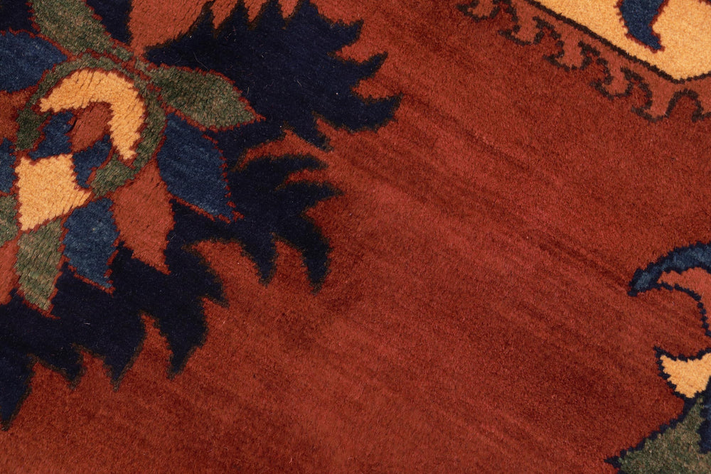handmade Geometric Kargahi Rust Gold Hand Knotted RECTANGLE 100% WOOL area rug 7x10