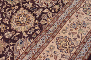 handmade Traditional Design Aubergine Beige Hand Knotted RECTANGLE 100% WOOL area rug 9' x 12'