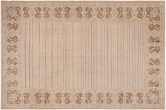 handmade Modern Gabbeh Beige Brown Hand Knotted RECTANGLE 100% WOOL area rug 10' x 14'