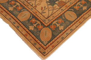 handmade Transitional Antique Tan Drk.green Hand Knotted RECTANGLE 100% WOOL area rug 7' x 10'