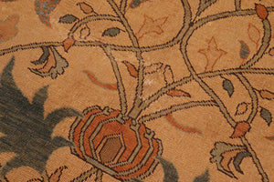 handmade Transitional Antique Tan Drk.green Hand Knotted RECTANGLE 100% WOOL area rug 7' x 10'