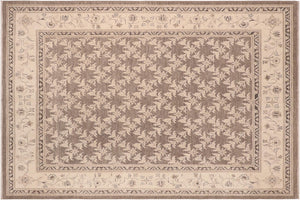 handmade Transitional Kafkaz Brown Beige Hand Knotted RECTANGLE 100% WOOL area rug 8' x 10'