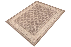 handmade Transitional Kafkaz Brown Beige Hand Knotted RECTANGLE 100% WOOL area rug 8' x 10'