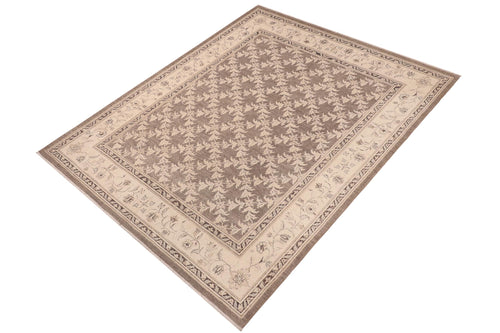 handmade Transitional Kafkaz Brown Beige Hand Knotted RECTANGLE 100% WOOL area rug 8' x 10'