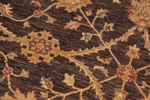 handmade Transitional Kafkaz Brown Tan Hand Knotted RECTANGLE 100% WOOL area rug 8' x 10'