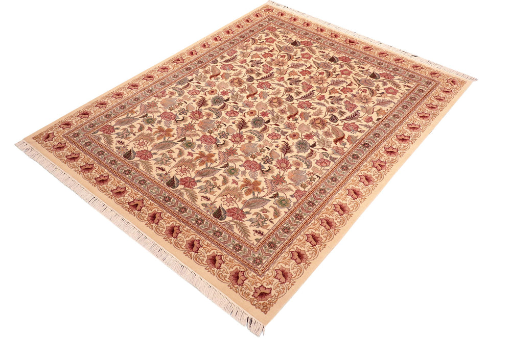 handmade Transitional Gulberg Ivory Pink Hand Knotted RECTANGLE 100% WOOL area rug 6x9