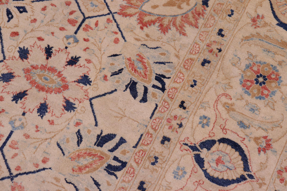 handmade Traditional Tabrizjalil Ivory Ivory Hand Knotted RECTANGLE 100% WOOL area rug 6x9