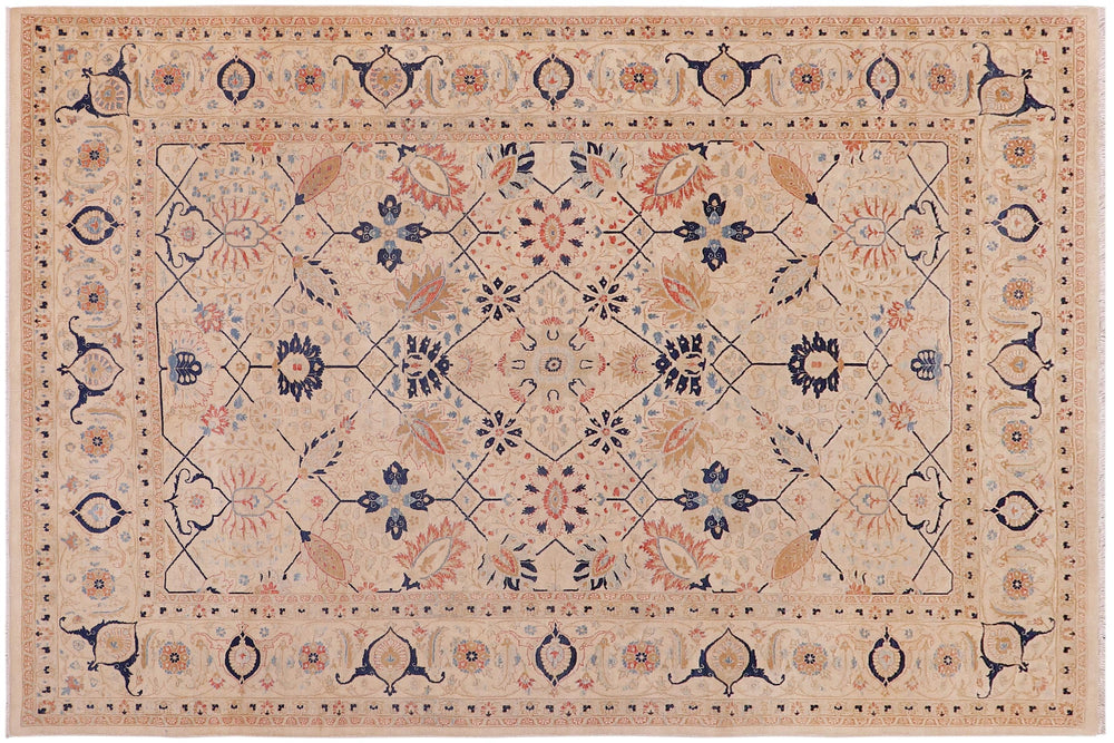 handmade Traditional Tabrizjalil Ivory Ivory Hand Knotted RECTANGLE 100% WOOL area rug 6x9