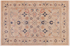handmade Traditional Tabrizjalil Ivory Ivory Hand Knotted RECTANGLE 100% WOOL area rug 6x9