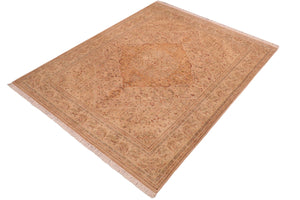 handmade Traditional Sparow Taupe Gold Hand Knotted RECTANGLE 100% WOOL area rug 6x9