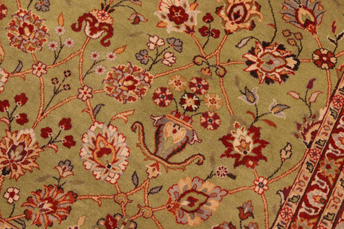 handmade Transitional Lahore Green Burgundy Hand Knotted RECTANGLE 100% WOOL area rug 6x9