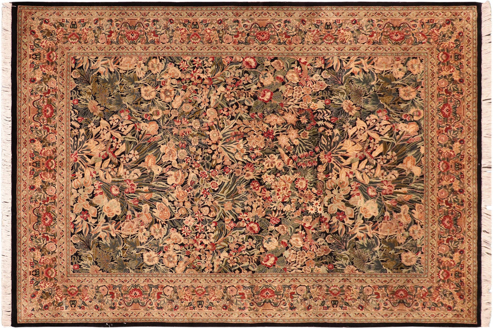 handmade Transitional Inkalab Black Beige Hand Knotted RECTANGLE 100% WOOL area rug 6x9