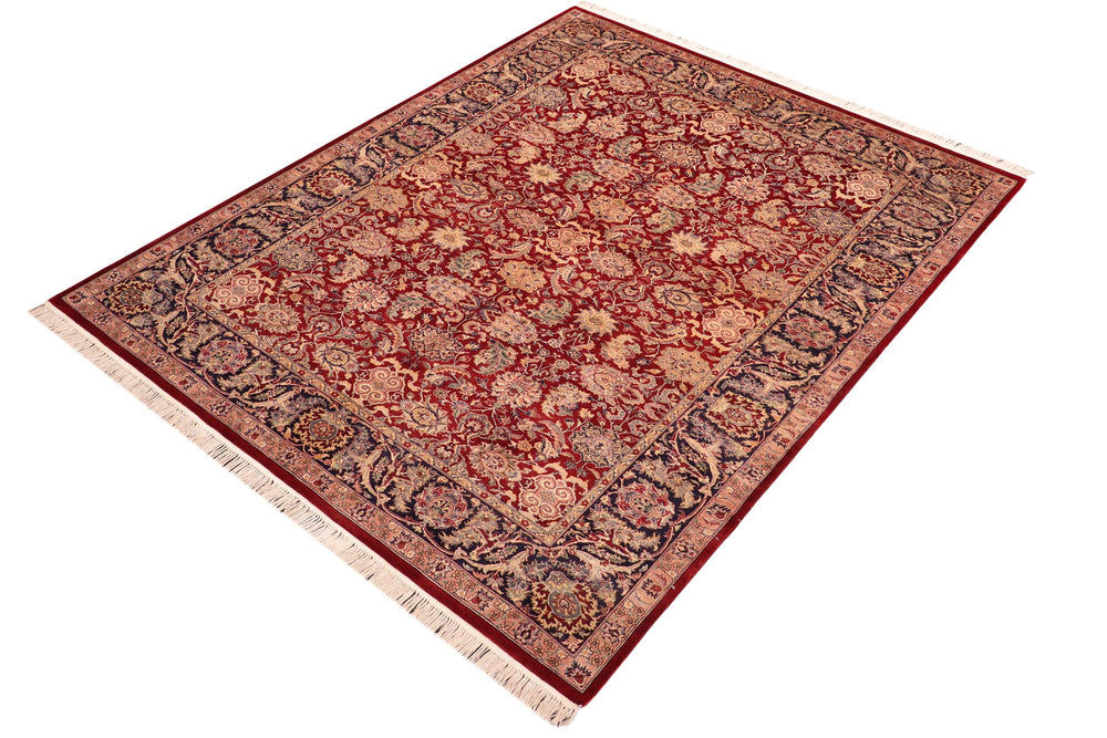 handmade Traditional Agra Red Blue Hand Knotted RECTANGLE 100% WOOL area rug 6x9