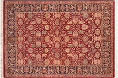 handmade Traditional Agra Red Blue Hand Knotted RECTANGLE 100% WOOL area rug 6x9