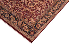handmade Transitional Agra Tabriz Aubergine Blue Hand Knotted RECTANGLE 100% WOOL area rug 8x10