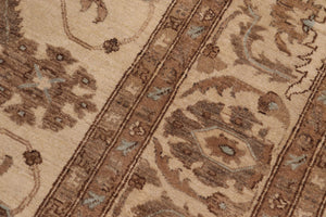 handmade Transitional Kafkaz Beige Blue Hand Knotted RECTANGLE 100% WOOL area rug 9' x 13'