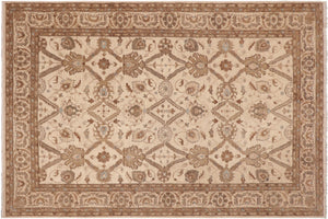 handmade Transitional Kafkaz Beige Blue Hand Knotted RECTANGLE 100% WOOL area rug 9' x 13'