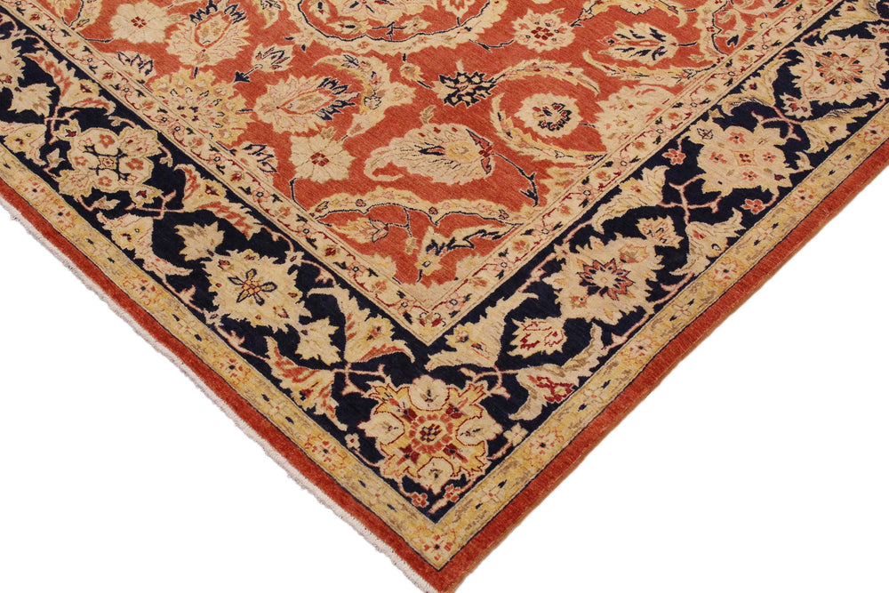 handmade Traditional Kafkaz Rust Blue Hand Knotted RECTANGLE 100% WOOL area rug 9x12
