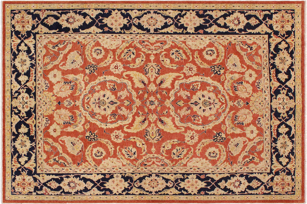 handmade Traditional Kafkaz Rust Blue Hand Knotted RECTANGLE 100% WOOL area rug 9x12