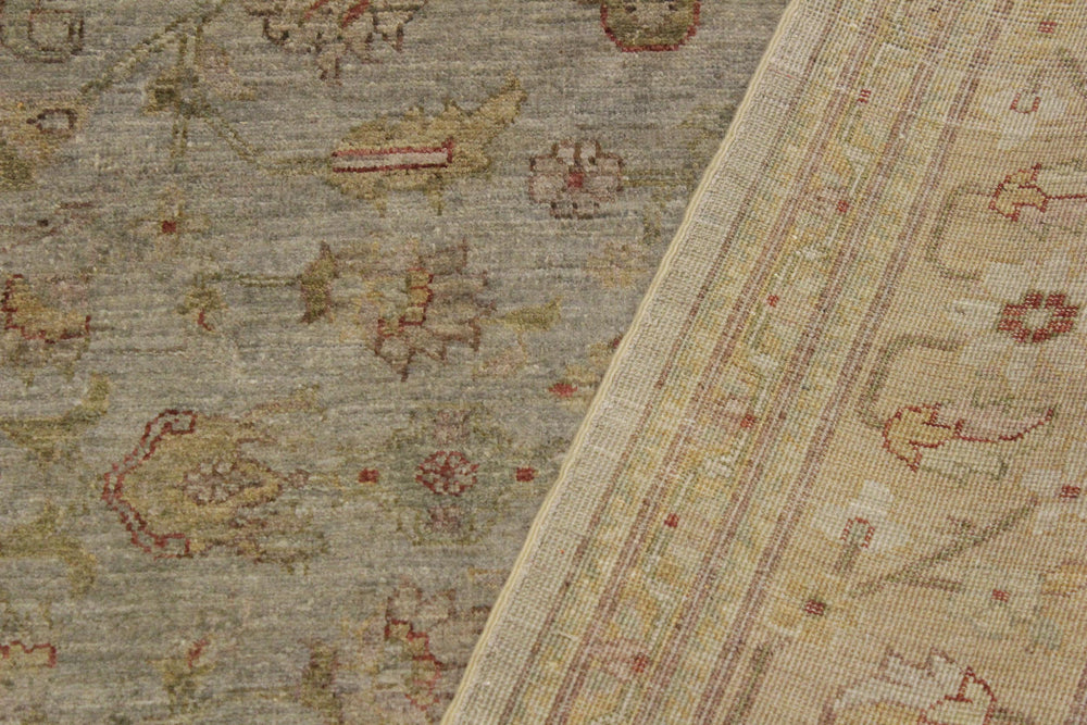 handmade Over Dyed Over Dyed Grayish Blu Gold Hand Knotted RECTANGLE 100% WOOL area rug 8' x 10'