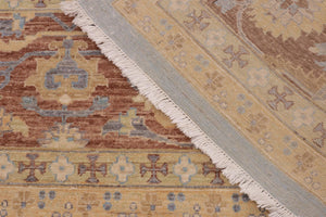 handmade Transitional Kafkaz Lt. Blue Brown Hand Knotted RECTANGLE 100% WOOL area rug 9' x 12'