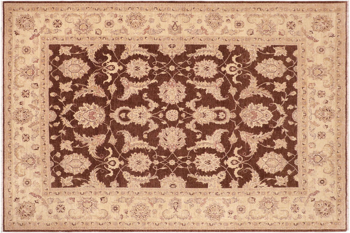 handmade Transitional Kafkaz Brown Beige Hand Knotted RECTANGLE 100% WOOL area rug 8' x 10'