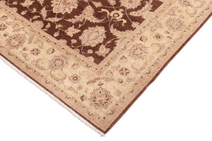 handmade Transitional Kafkaz Brown Beige Hand Knotted RECTANGLE 100% WOOL area rug 8' x 10'
