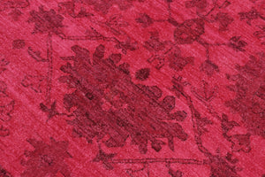 handmade Over Dyed Over Dyed Pink Pink Hand Knotted RECTANGLE 100% WOOL area rug 6' x 9'
