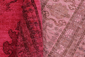handmade Over Dyed Over Dyed Pink Pink Hand Knotted RECTANGLE 100% WOOL area rug 6' x 9'
