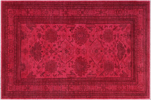 handmade Over Dyed Over Dyed Pink Pink Hand Knotted RECTANGLE 100% WOOL area rug 6' x 9'