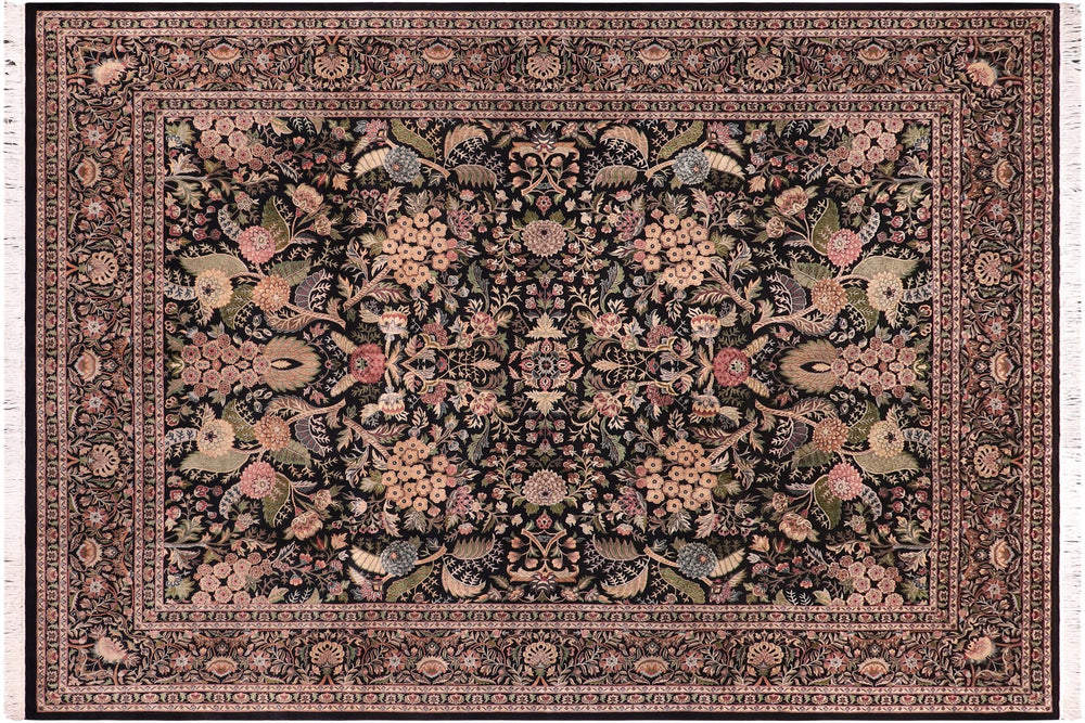 handmade Traditional Nagi Black Black Hand Knotted RECTANGLE 100% WOOL area rug 9x12