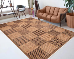 handmade Modern Gabbeh Tan Brown Hand Knotted RECTANGLE 100% WOOL area rug 8' x 10'
