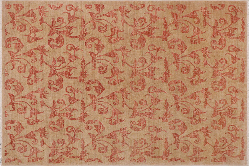 handmade Modern Kafkaz Tan Rust Hand Knotted RECTANGLE 100% WOOL area rug 9' x 12'