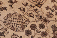 handmade Geometric Kafkaz Tan Ivory Hand Knotted RECTANGLE 100% WOOL area rug 10' x 14'