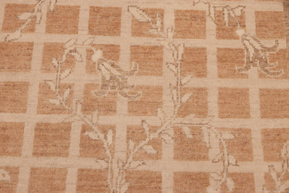 handmade Modern Kafkaz Rust Tan Hand Knotted RECTANGLE 100% WOOL area rug 6' x 9'