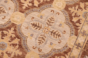 handmade Transitional Kafkaz Beige Brown Hand Knotted RECTANGLE 100% WOOL area rug 6' x 9'