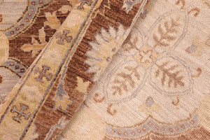 handmade Transitional Kafkaz Beige Brown Hand Knotted RECTANGLE 100% WOOL area rug 6' x 9'