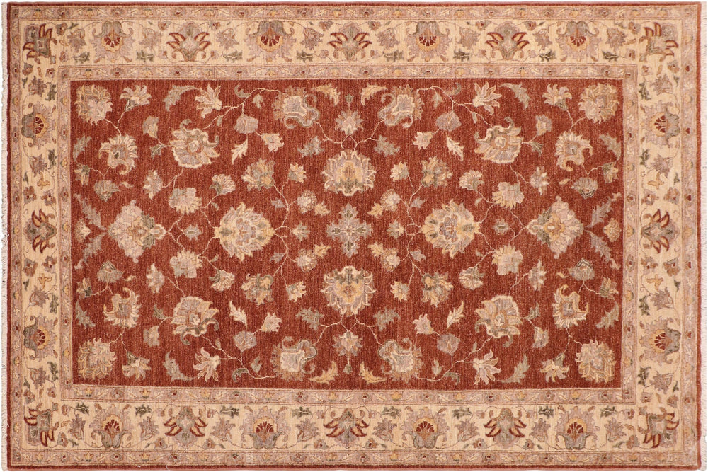 handmade Traditional Kafkaz Rust Tan Hand Knotted RECTANGLE 100% WOOL area rug 6x9